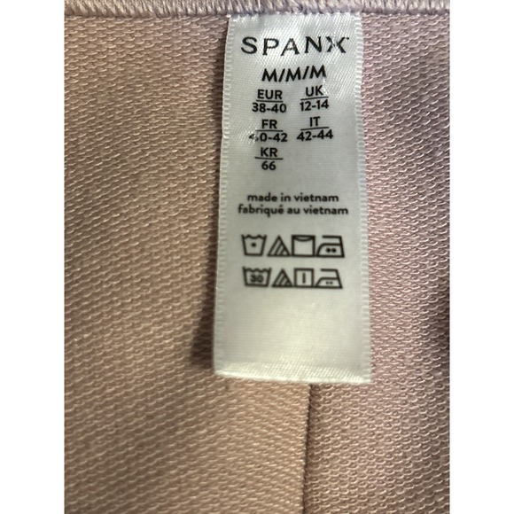 Spanx Perfect Length Sweatshirt Medium Blush Pink‎ Dolman Sleeve Raw Hem Medium - Picture 5 of 6